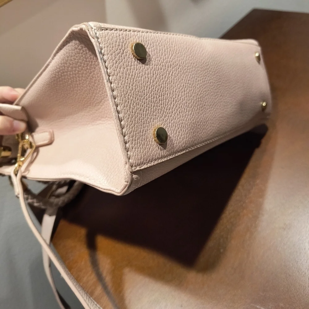 Miztique Vegan Leather Handbag pink blush women's crossbody handle woven girl lu